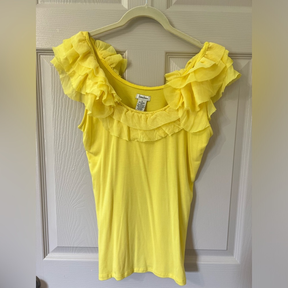 Neiman Marcus Yellow Ruffles Top